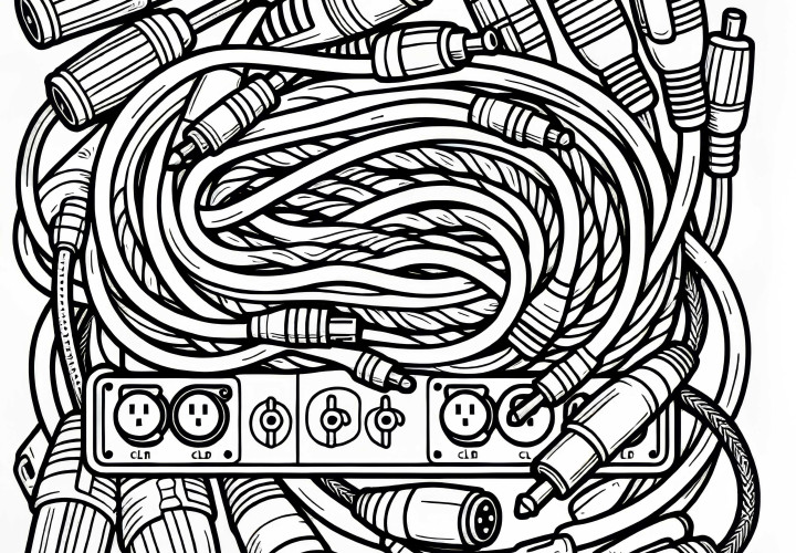 XLR cable coloring page for electronic instrument accessories free