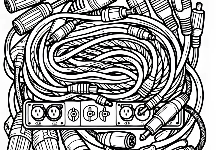 XLR cable coloring page for electronic instrument accessories free