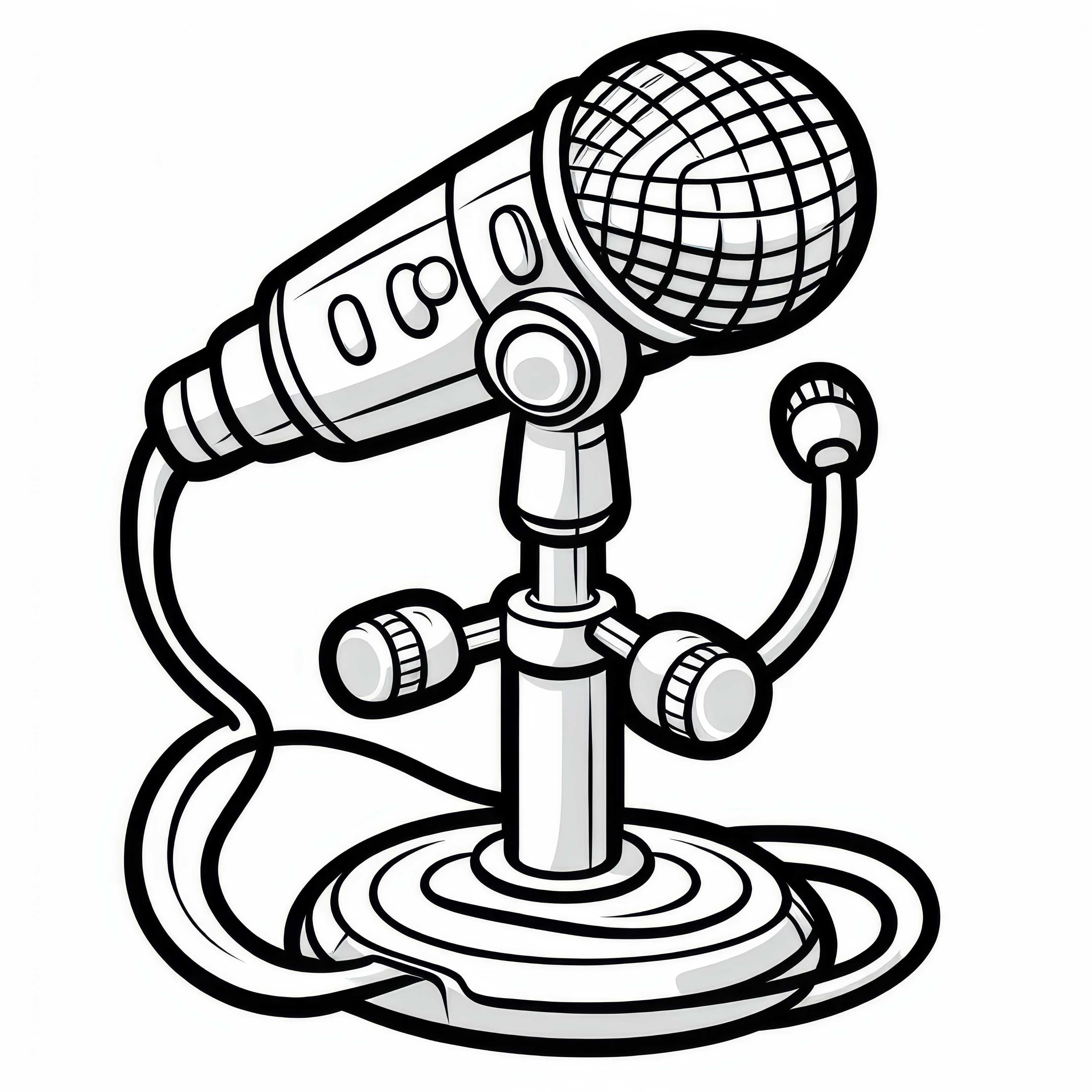 Coloring page for a microphone stand: Free accessory for electric instruments