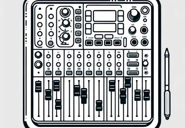 Mixing console coloring page for accessories of electronic instruments - Free download