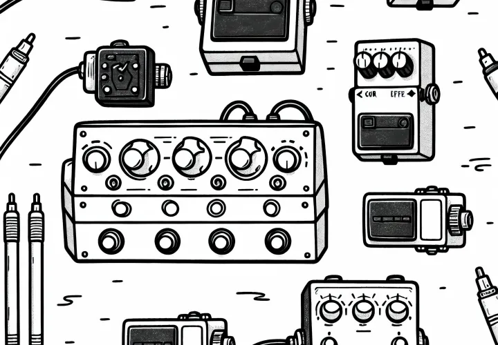 Effect pedal coloring page for accessories of electronic instruments free