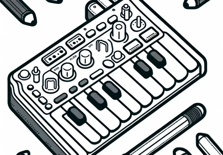 Free coloring page for MIDI controllers and electronic instrument accessories