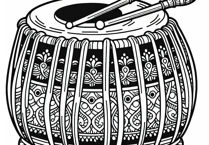 Coloring page of a traditional instrument - available for free download