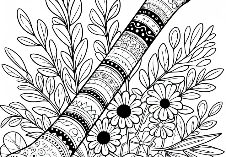 Didgeridoo coloring template for a traditional instrument – Free