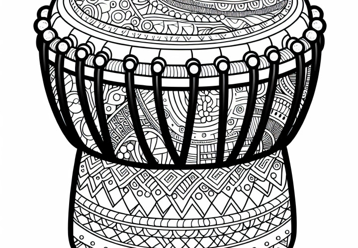 Djembe Coloring Page - Traditional Instrument to Color