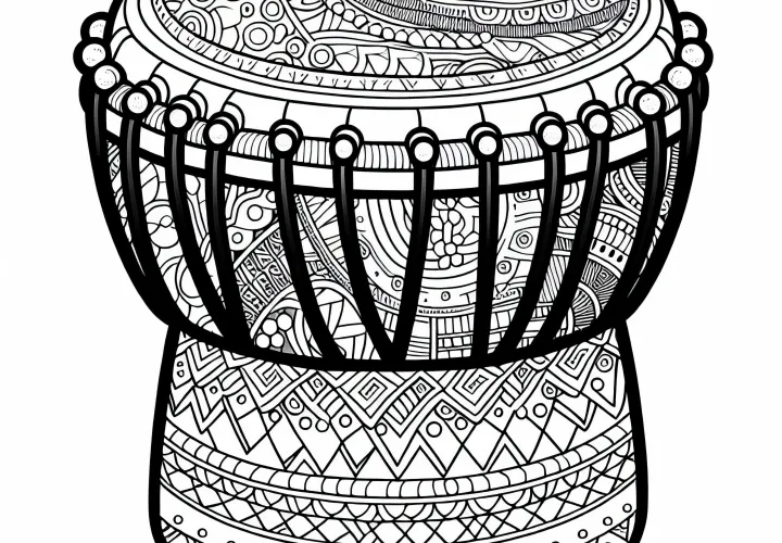 Djembe Coloring Page - Traditional Instrument to Color
