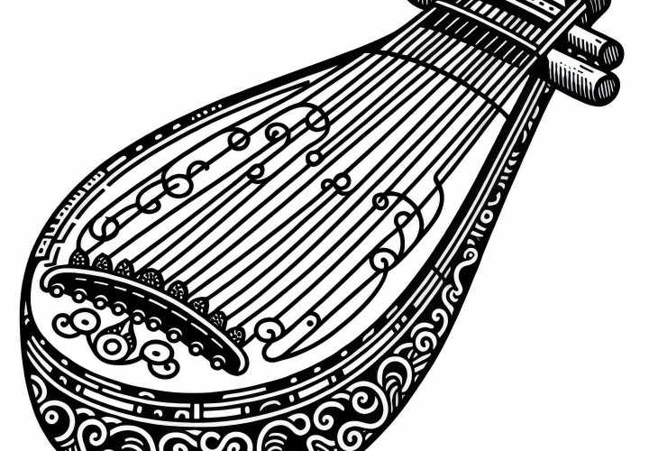 Guzheng Coloring Page – Traditional Instrument Free