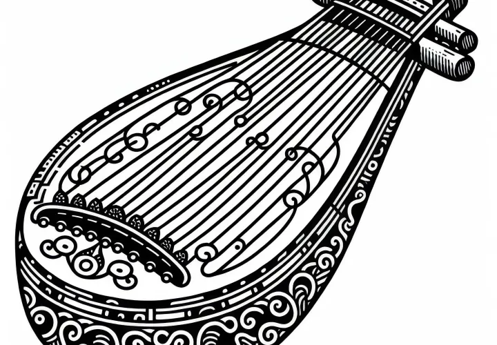 Guzheng Coloring Page – Traditional Instrument Free