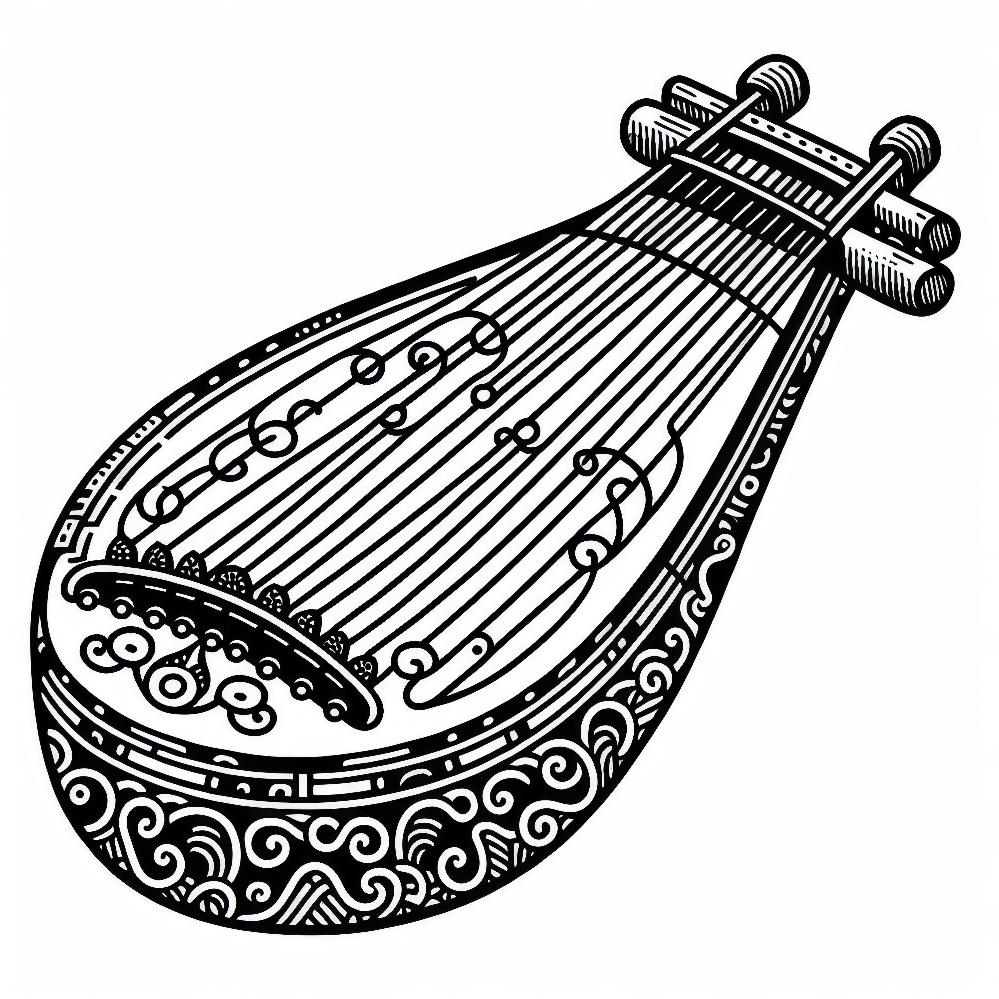 Guzheng Coloring Page - Traditional Instrument for Free Guzheng Coloring Page - Traditional Instrument Free