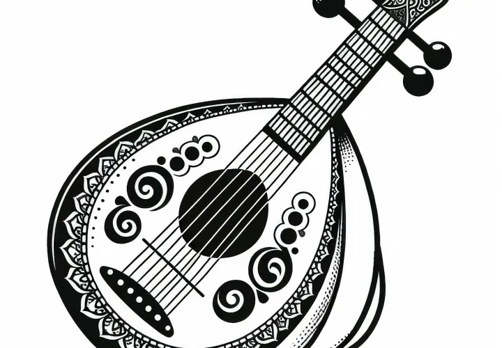 Download coloring page traditional instrument Oud for free