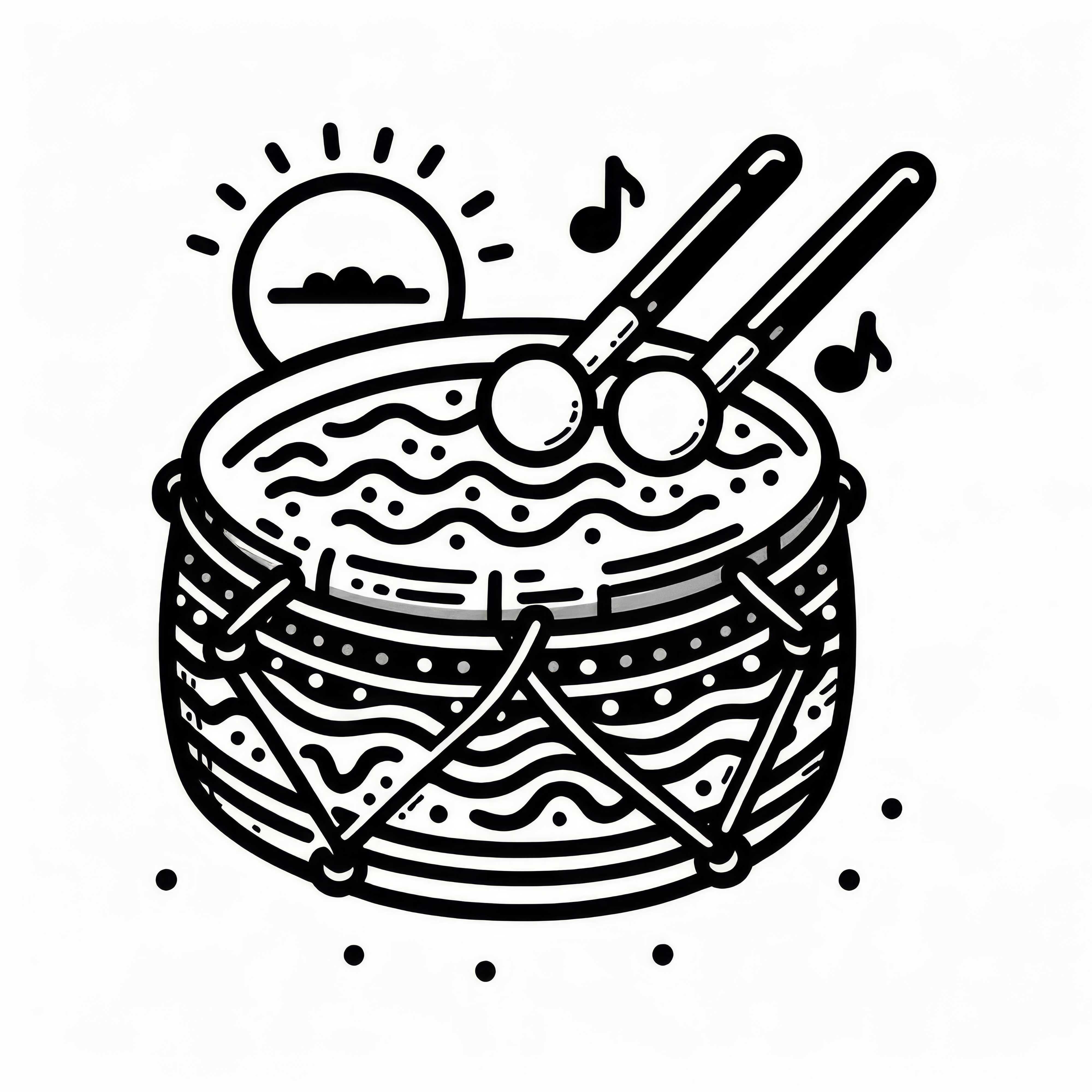 Coloring page of an ocean drum &ndash; Free musical instrument template