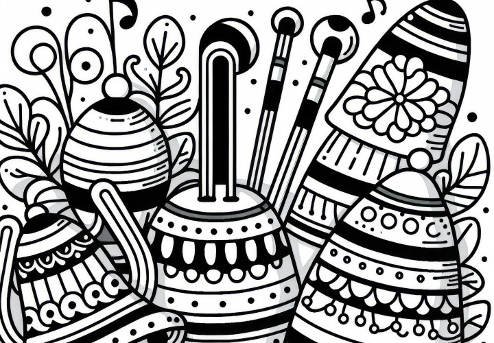 Free download of a bell coloring page for musical instruments
