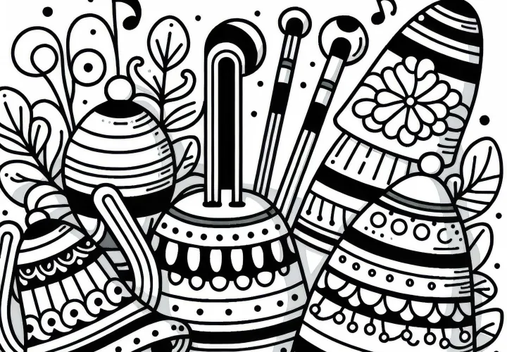 Free download of a bell coloring page for musical instruments