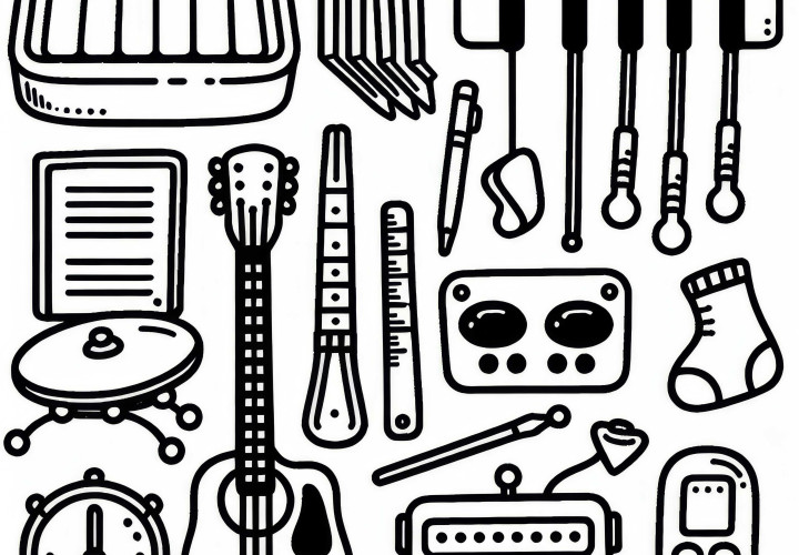 Coloring page accessories musical instruments free