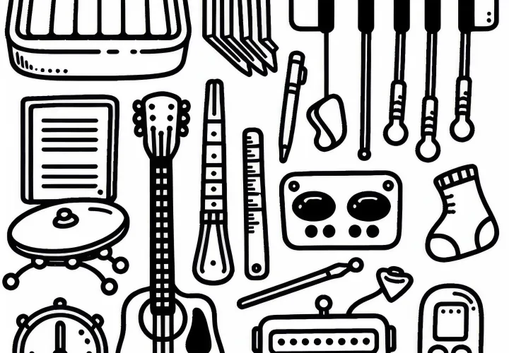 Coloring page accessories musical instruments free