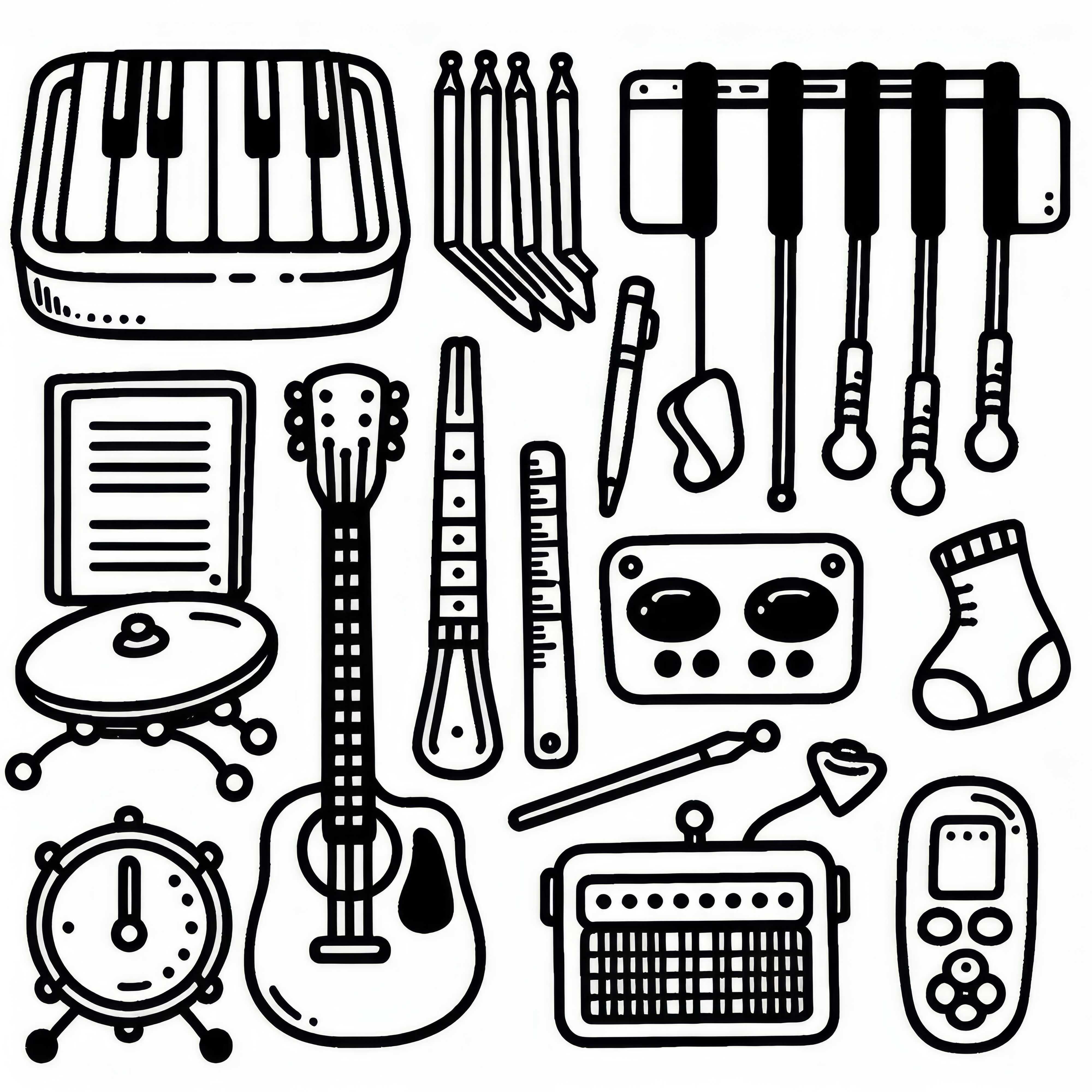 Coloring Page Accessories Musical Instruments Free
