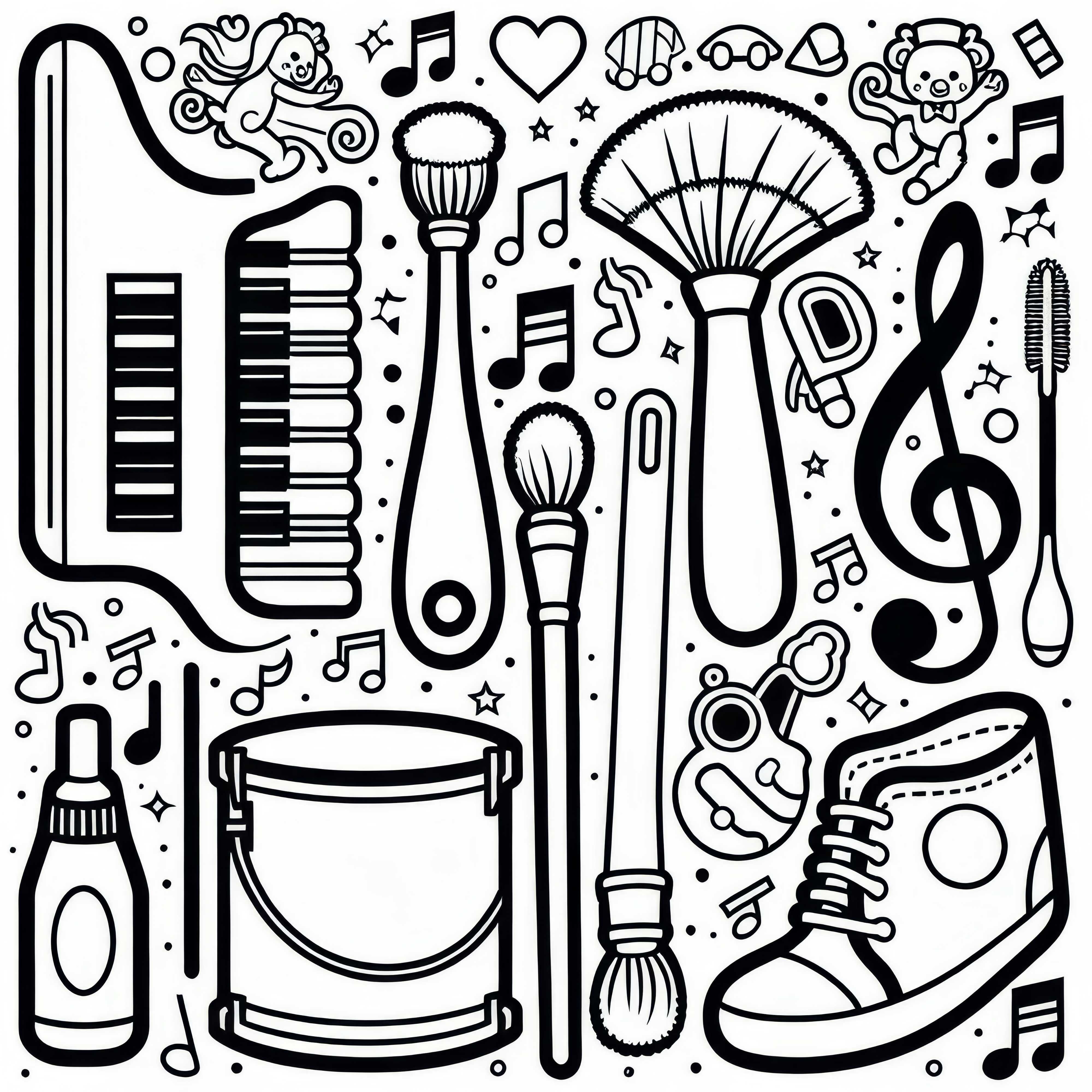 Cleaning brush coloring page for musical instrument accessories - Download for free