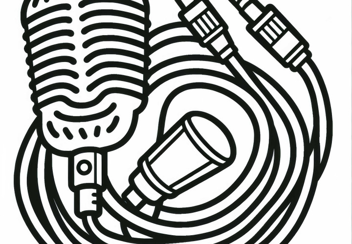 Microphone cable coloring page for musical instruments - Free download