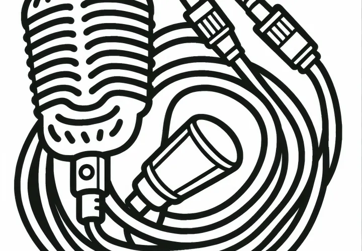 Microphone cable coloring page for musical instruments - Free download