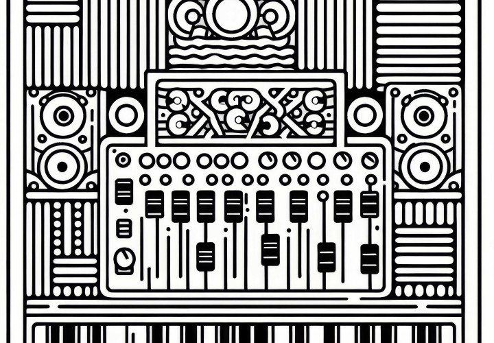 Acoustic panel for recording rooms - Coloring template for musical instrument accessories Free