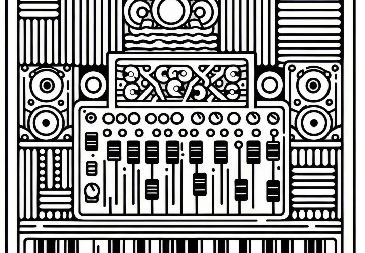 Acoustic panel for recording rooms - Coloring template for musical instrument accessories Free