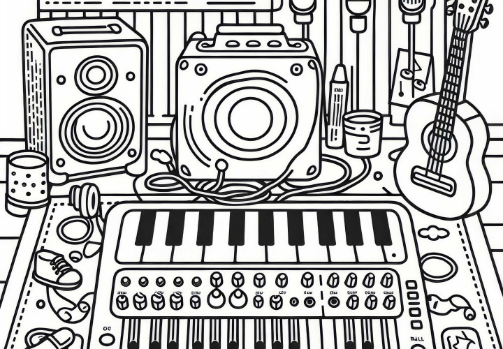 Free coloring template musical instrument accessories