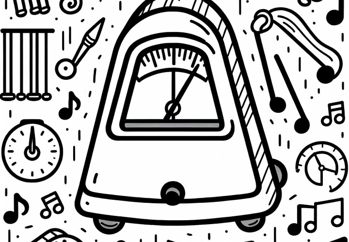 Metronome Coloring Page Accessories Musical Instrument Free