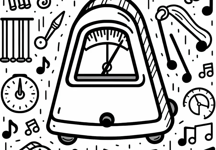 Metronome Coloring Page Accessories Musical Instrument Free
