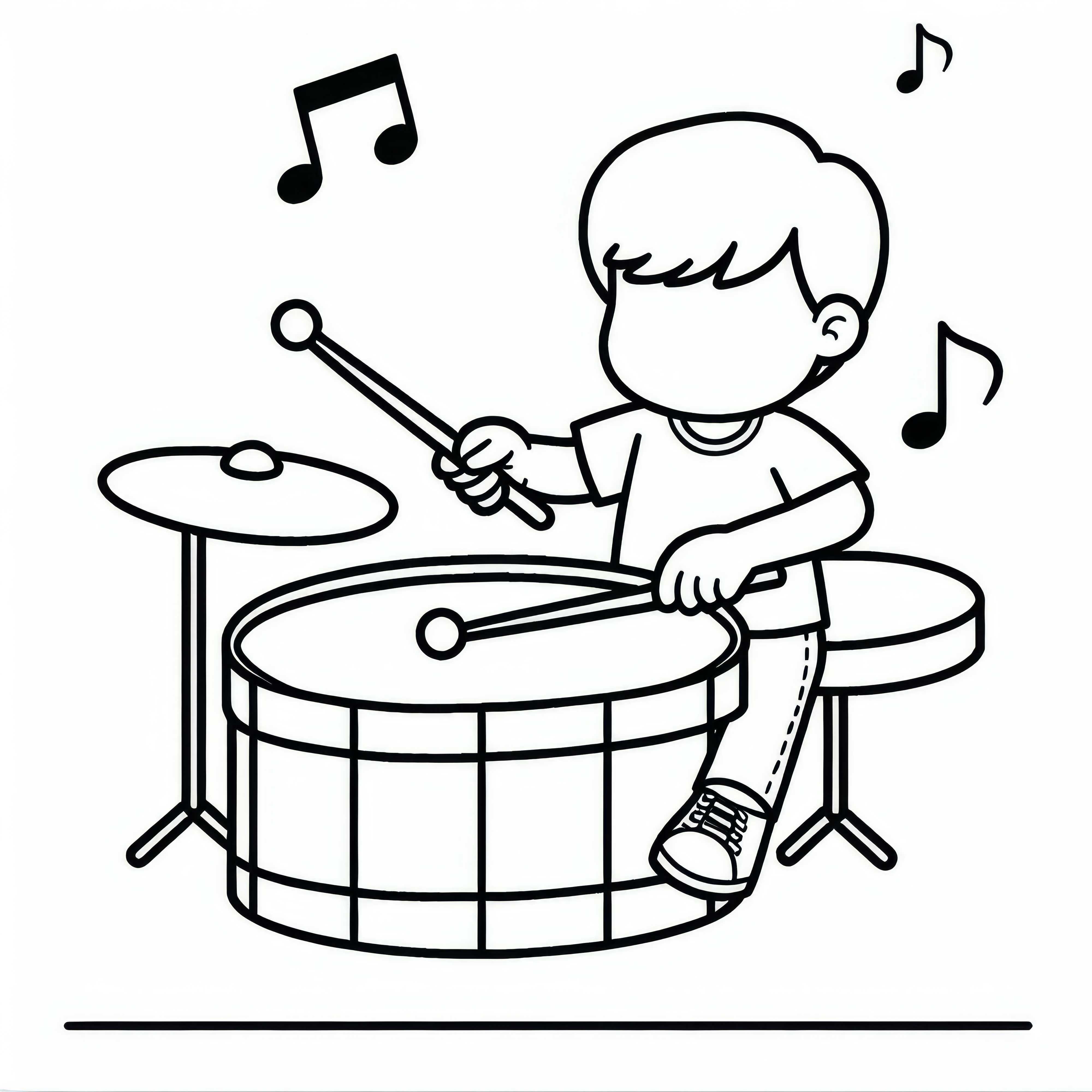Boy playing drums &ndash; Free coloring page