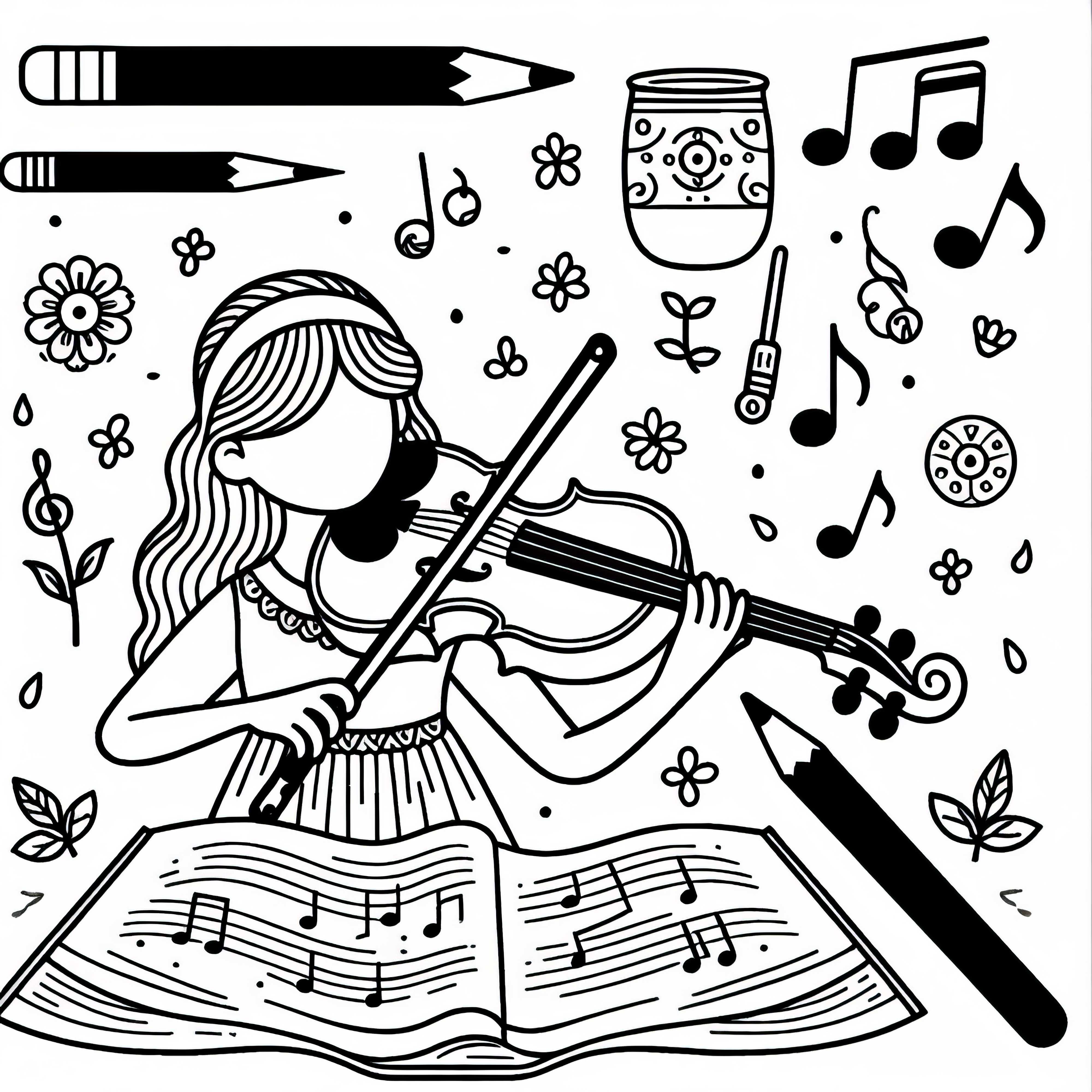 Woman playing violin as a free coloring template Woman playing violin as a coloring template for free
