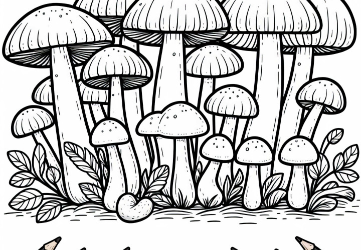 Csiperkegomba színezőképe Agaricus Bisporus – Ingyenes gombakép letöltésre