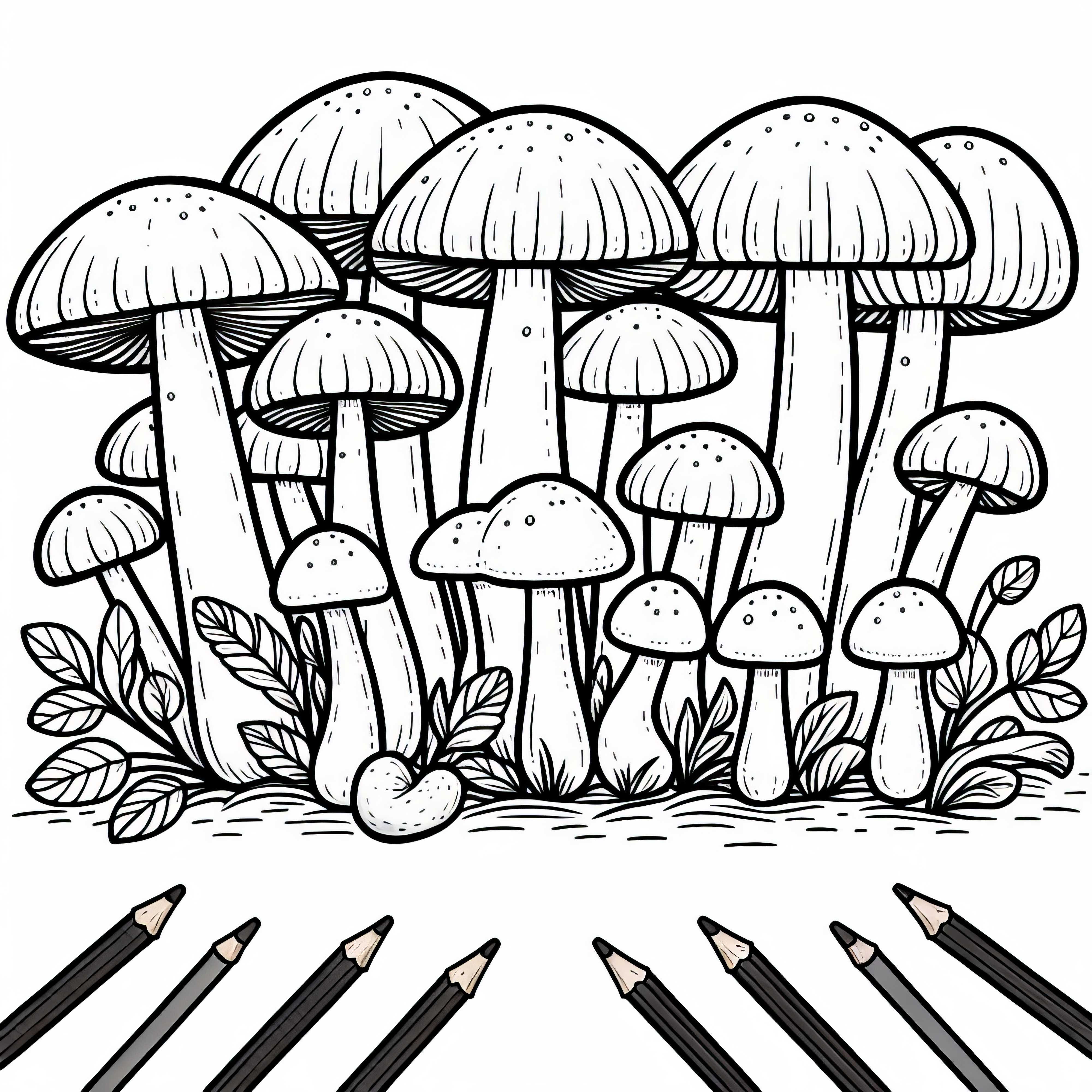 Csiperke színező kép Agaricus Bisporus – Ingyenes gombakép letöltésre