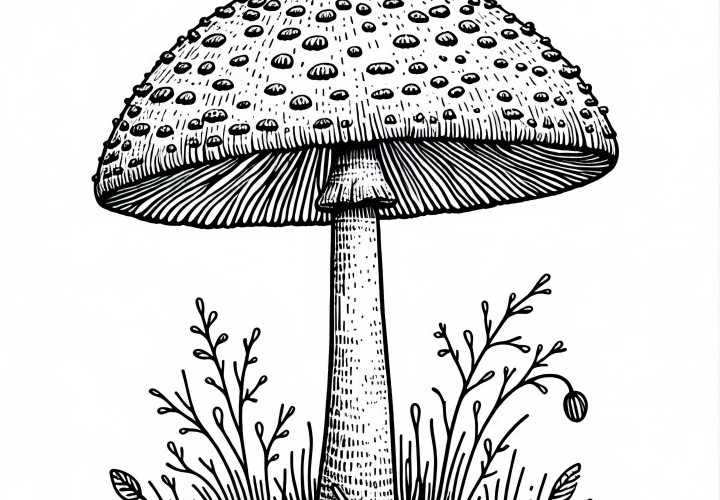 Parasol Macrolepiota Procera színezőlap gomba ingyenes