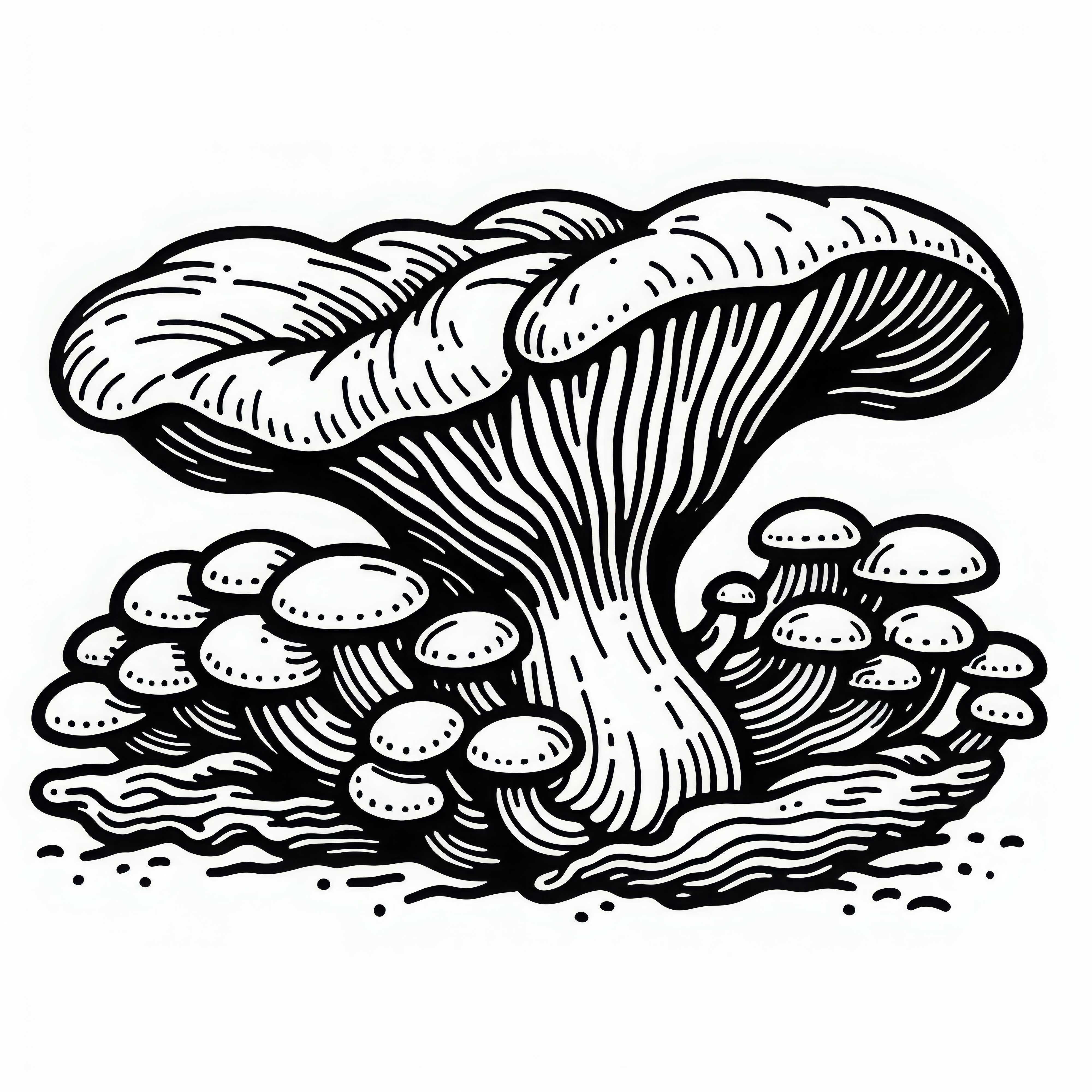 Ingyenes színező sablon egy osztriga gombáról (Pleurotus ostreatus)