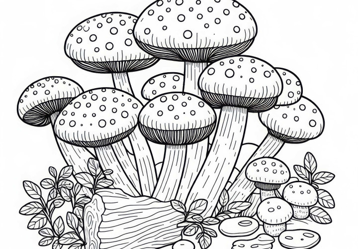 Shiitake Lentinula Edodes színező kép gomba ingyen