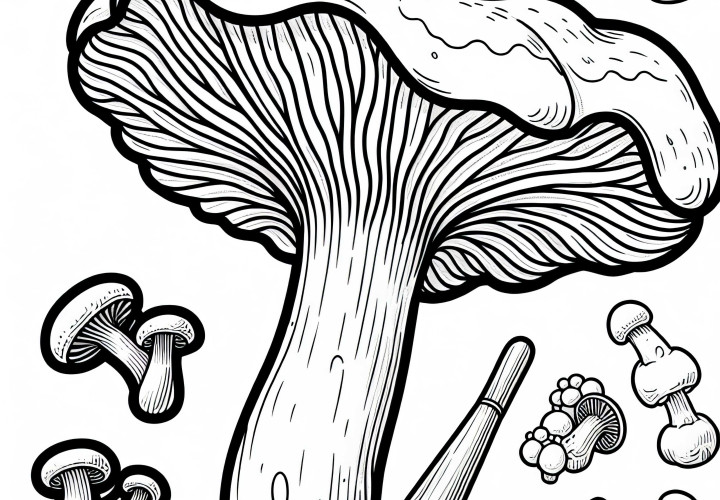 Színező oldal a trombitafingről – Craterellus Tubaeformis gyerekeknek és felnőtteknek