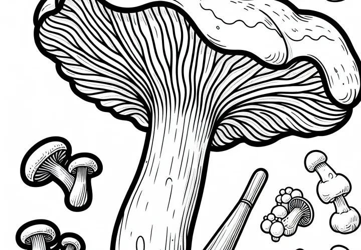 Fargeleggingsbilde av trompettraktkantarell – Craterellus tubaeformis for barn og voksne