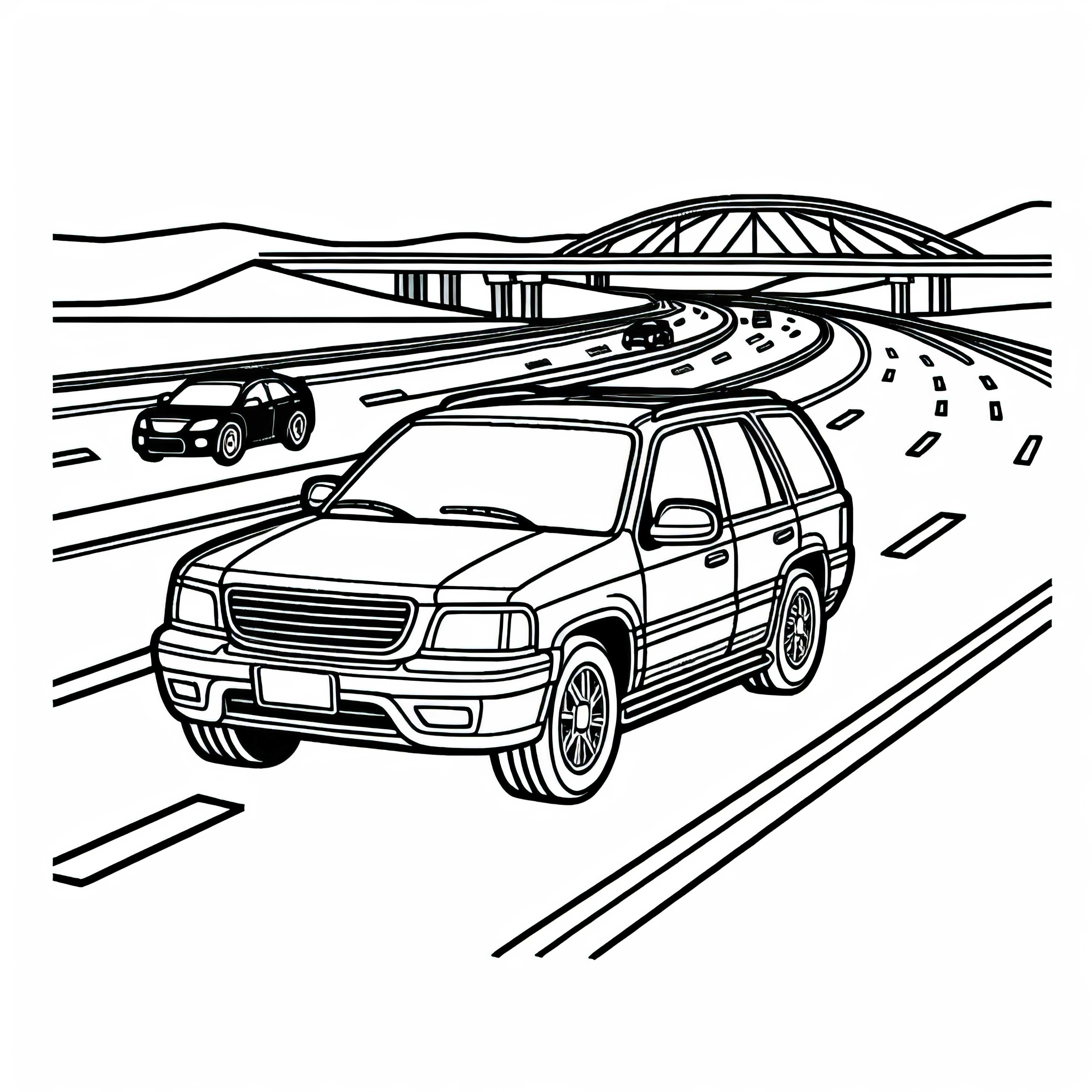 Bil på motorvejen malebillede gratis
