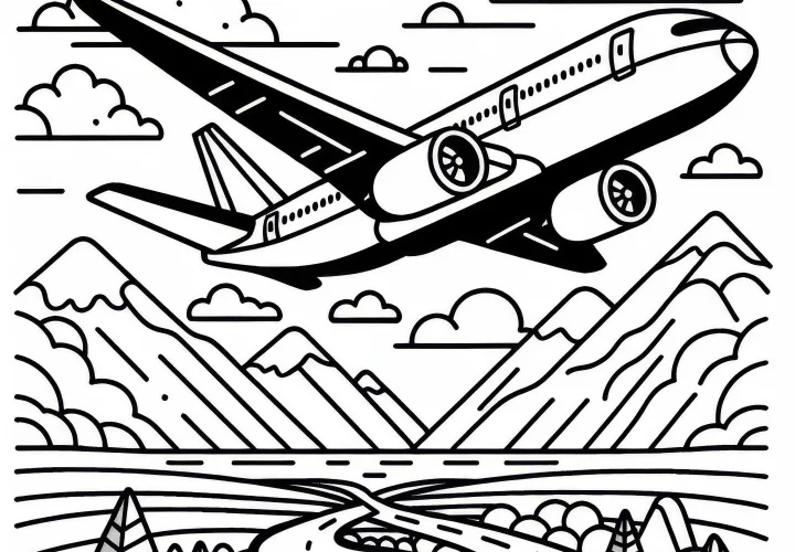 Free Coloring Page of Passenger Airplane