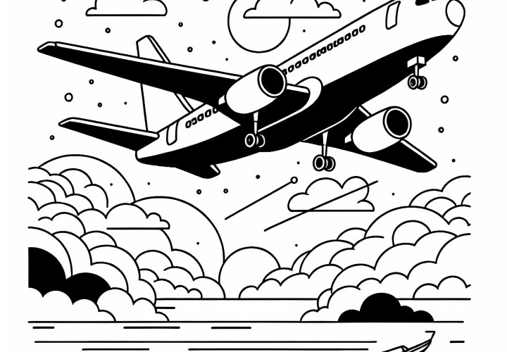 Flugzeug im Flug als Malvorlage kostenlos herunterladen Flugzeug im Flug als Malvorlage kostenlos herunterladen