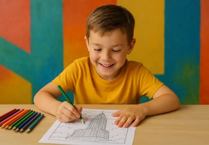 Houses, buildings, architecture: coloring pages