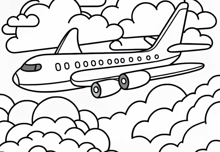 Flugzeug in den Wolken – Malvorlage kostenlos Flugzeug in den Wolken – Malvorlage kostenlos