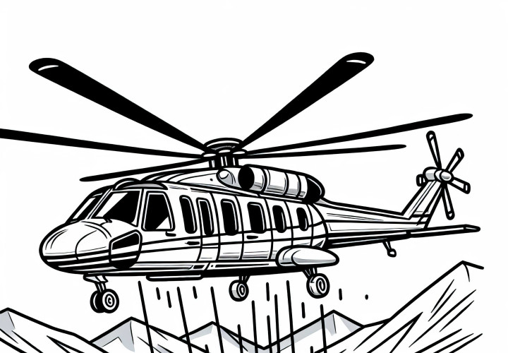 Hubschrauber über Wasser – Malvorlage gratis Hubschrauber über Wasser – Malvorlage gratis