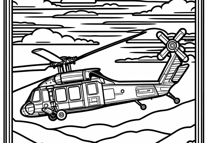 Hubschrauber in der Luft – Malvorlage gratis Hubschrauber in der Luft – Malvorlage gratis