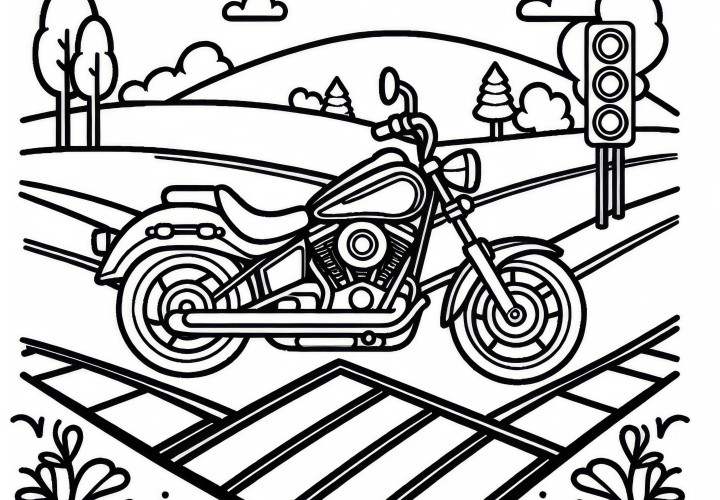 Motorrad an Kreuzung Malvorlage zum Ausmalen Motorrad an Kreuzung Malvorlage zum Ausmalen
