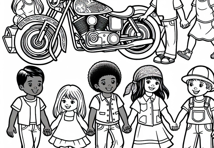 Motorrad und Kinder Malvorlage Kostenlos: Hol dir dein Ausmalbild Motorrad und Kinder Malvorlage Kostenlos: Hol dir dein Ausmalbild