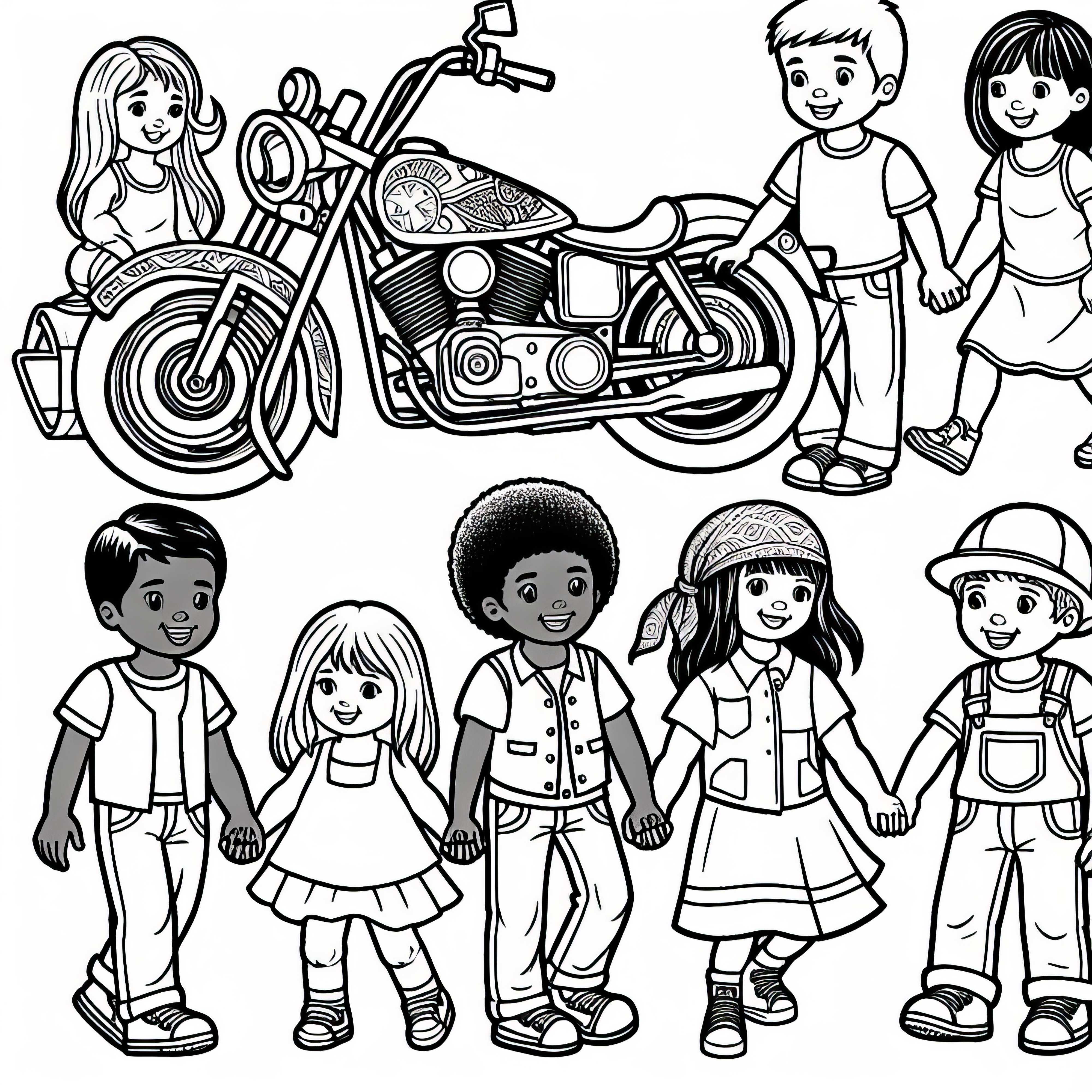 Motorrad und Kinder Malvorlage Kostenlos: Hol dir dein Ausmalbild