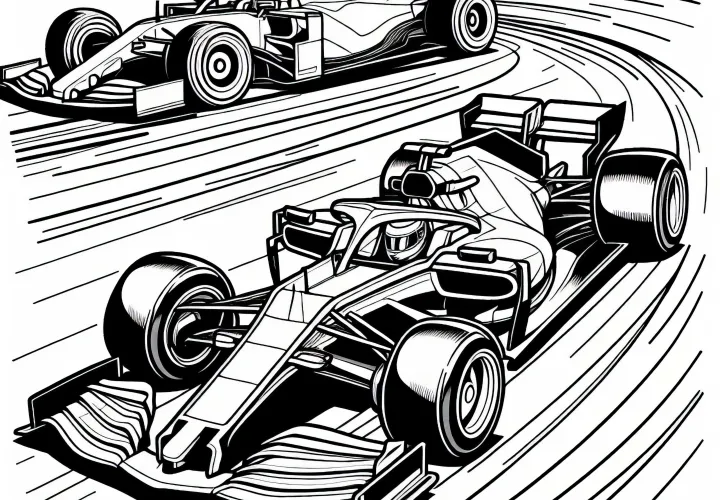 Race cars at car races – Free coloring page