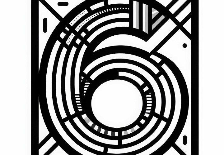 Number 6 coloring template for free: coloring page for creative hours