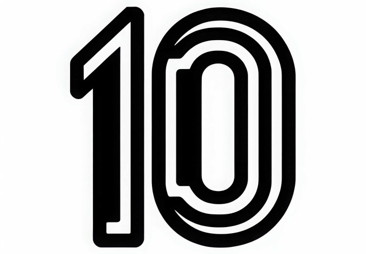 Coloring page of the number 10 - Free image to download